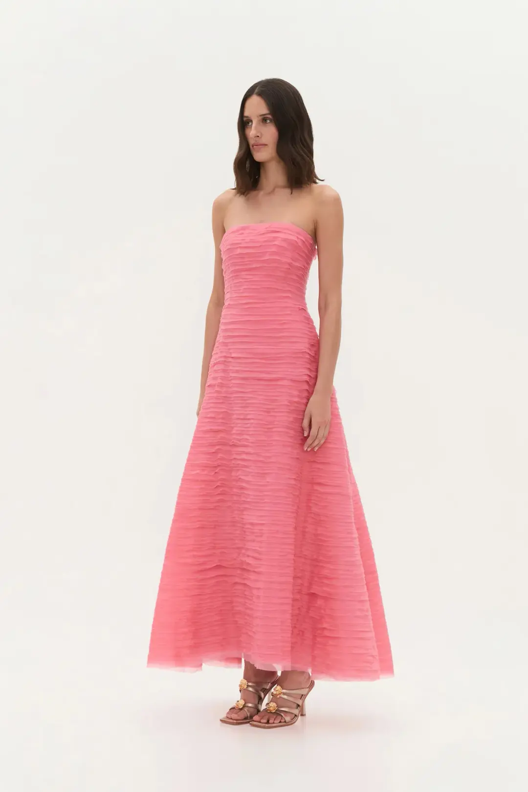 AJE Soundscape Maxi Dress Guava Pink Size 6 for rent on The Volte - main image
