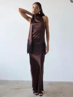 De Le vali KHAMSIN MAXI DRESS IN CEDAR SILK SATIN size 6 for rent on The Volte - image 3