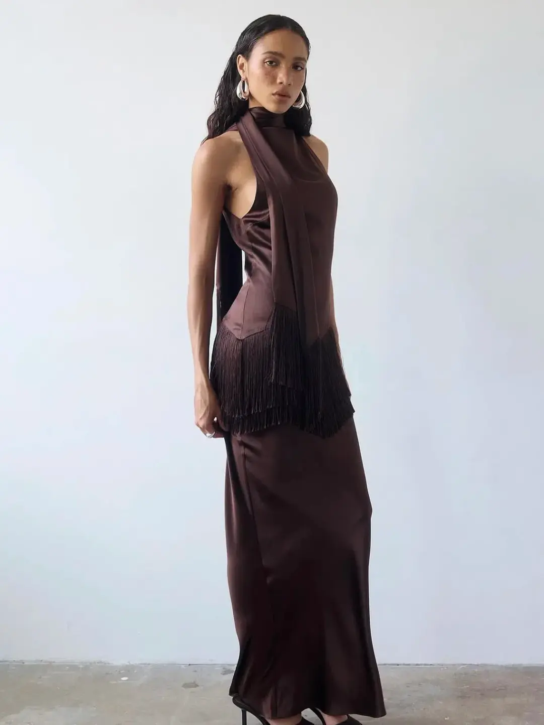 De Le vali KHAMSIN MAXI DRESS IN CEDAR SILK SATIN size 6 for rent on The Volte - main image