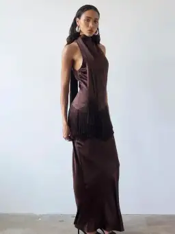 De Le vali KHAMSIN MAXI DRESS IN CEDAR SILK SATIN size 6 for rent on The Volte - image 2