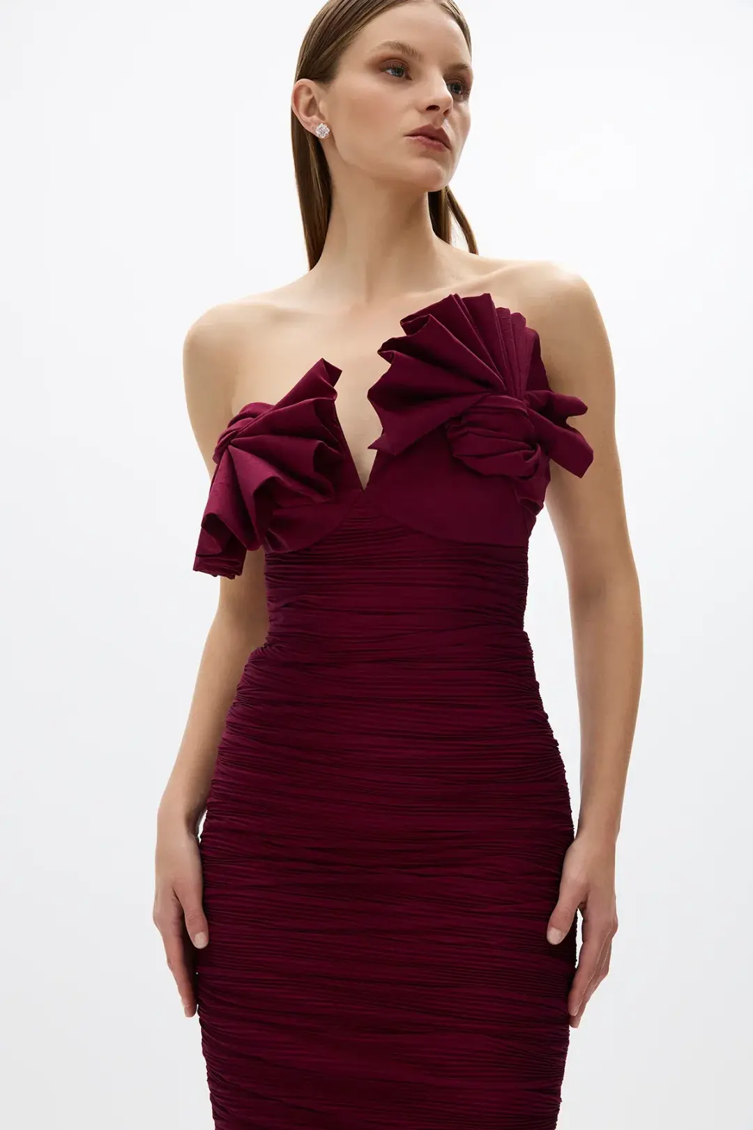 Rachel Gilbert Jensen Dress (Merlot) Size 2 for rent on The Volte - main image
