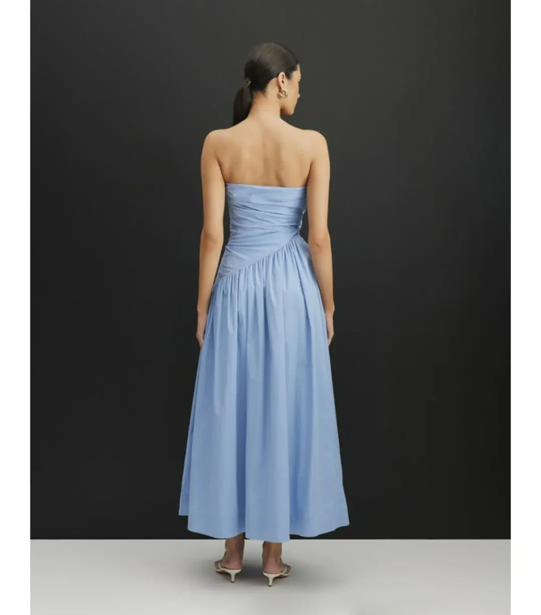 Aere Kiera Strapless Midi Dress in Blue Size AU 8 for rent on The Volte - main image