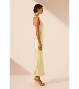 Shona Joy La Lune Plunge Cross Back Midi Dress in Lemon Size AU 10 for rent on The Volte - image 2