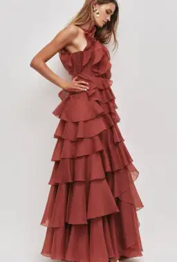Aje Cleo Gown in Rust Size 8 for rent on The Volte - image 2