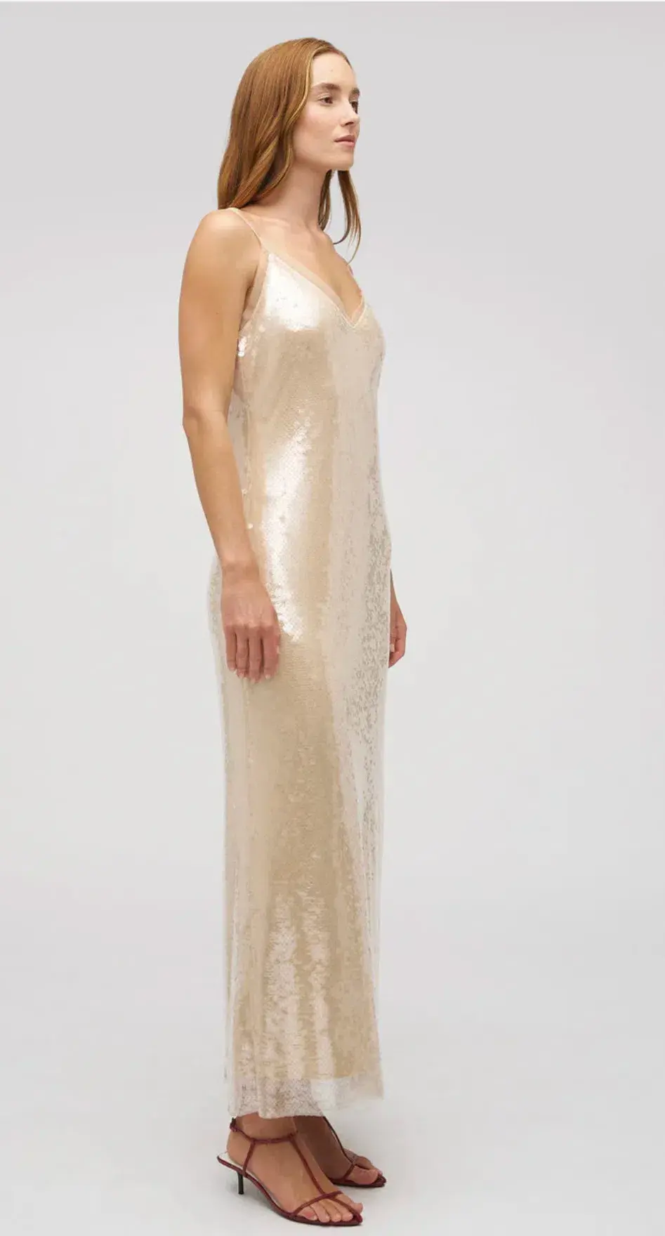 Oroton Sequin Slip Dress Champagne Size 10 - Image 3