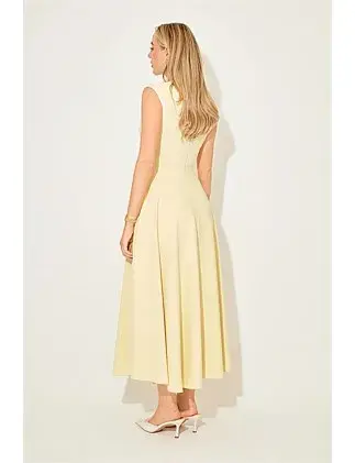 Odd Muse The Ultimate Muse Sleeveless High Waist Midi Dress Yellow Size 8