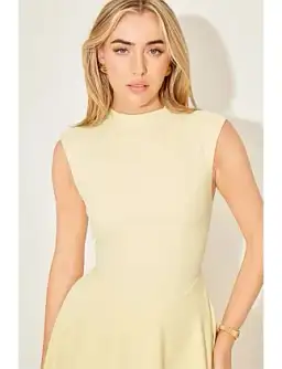 Odd Muse The Ultimate Muse Sleeveless High Waist Midi Dress Yellow Size 8