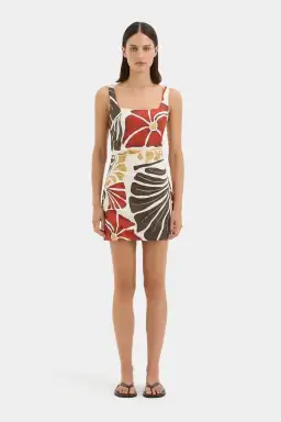 Sir the Label Julietta Square Neck Mini Dress in Fiorello Rosso Size 2/AU10