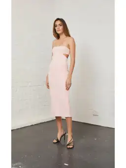 Bec & Bridge Elle Cut Midi Dress Light Blush Size AU 6 for rent on The Volte - image 1
