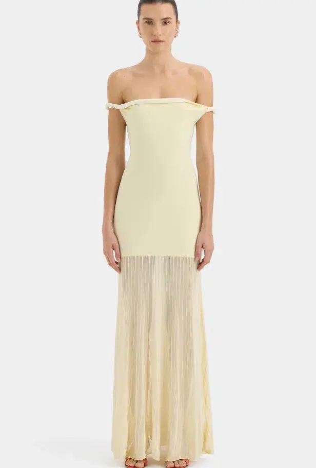 Sir Elia Off Shoulder Twist Dress in Lemon Sorbet Size 2/10 for rent on The Volte - main image