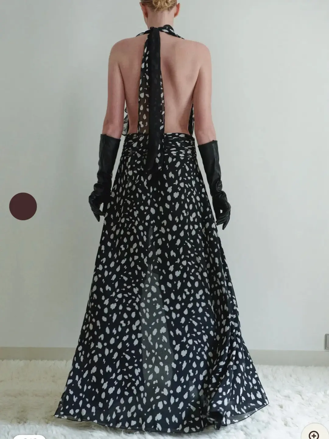 Leam Almes Dalmatian Print Chiffon Dress with Side Slit size 36 for rent on The Volte - main image