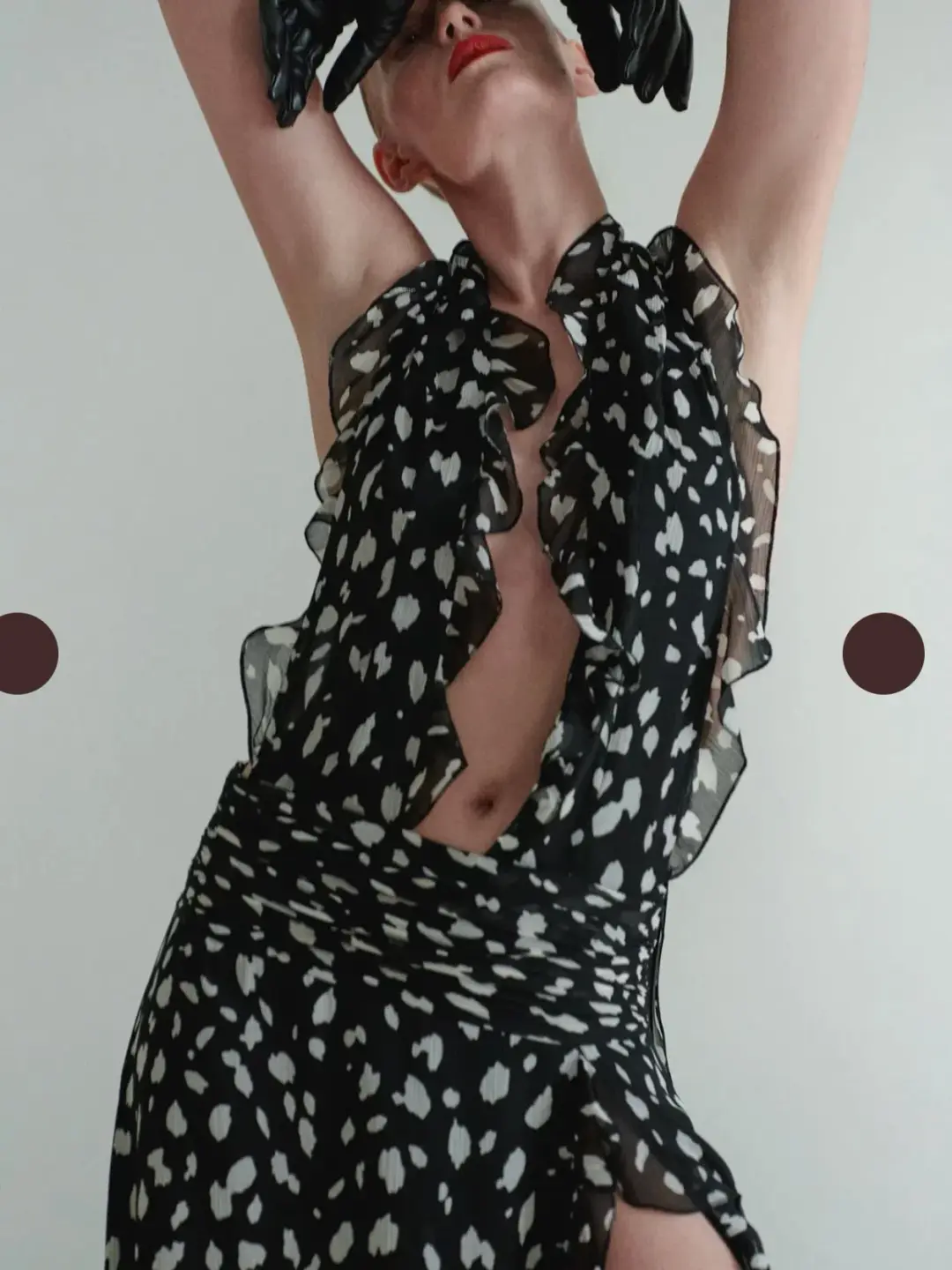 Leam Almes Dalmatian Print Chiffon Dress with Side Slit size 36 for rent on The Volte - main image