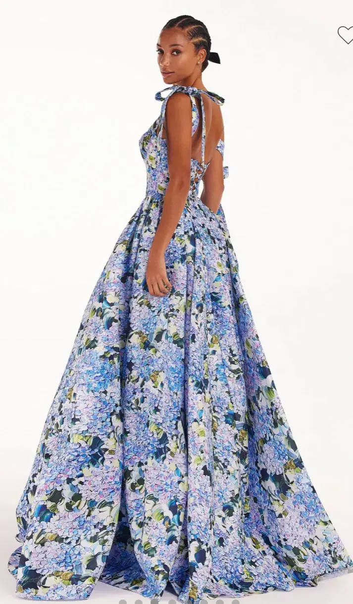 Milla Blue Hydrangea Strapped Maxi Dress size 10/M for rent on The Volte - main image