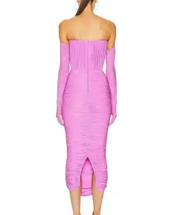 Alex perry long ruched dress with gloves size 6 for rent on The Volte - image 2