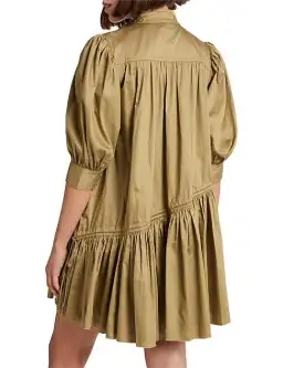 Aje Frequency Khaki Puff Sleeve Smock Dress Size 8 for rent on The Volte - image 5