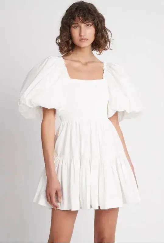 Aje Casa White Puff Sleeve Mini Dress size 16 for rent on The Volte - main image
