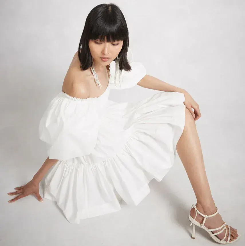 Aje Casa White Puff Sleeve Mini Dress size 16 for rent on The Volte - main image