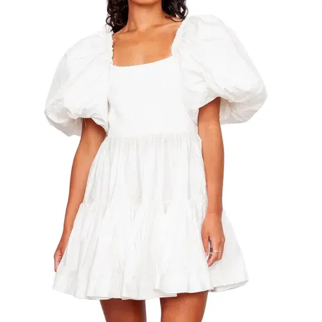 Aje Casa White Puff Sleeve Mini Dress size 16 for rent on The Volte - main image