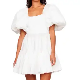 Aje Casa White Puff Sleeve Mini Dress size 16 for rent on The Volte - image 3