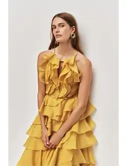 Aje Cleo Gown Chartreuse Size 12