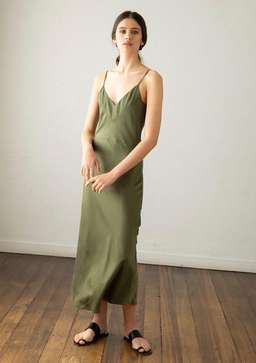 Marle Garbo Slip Dress Khaki Size 12