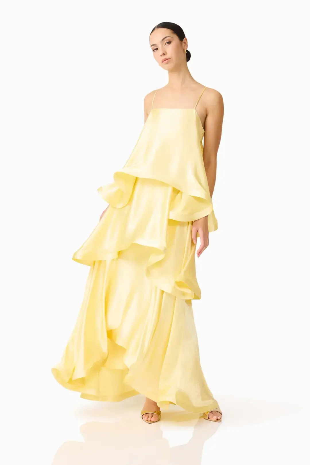 Elliatt Tilly Tiered Maxi Dress Butter Yellow Size L/AU 12 for rent on The Volte - main image