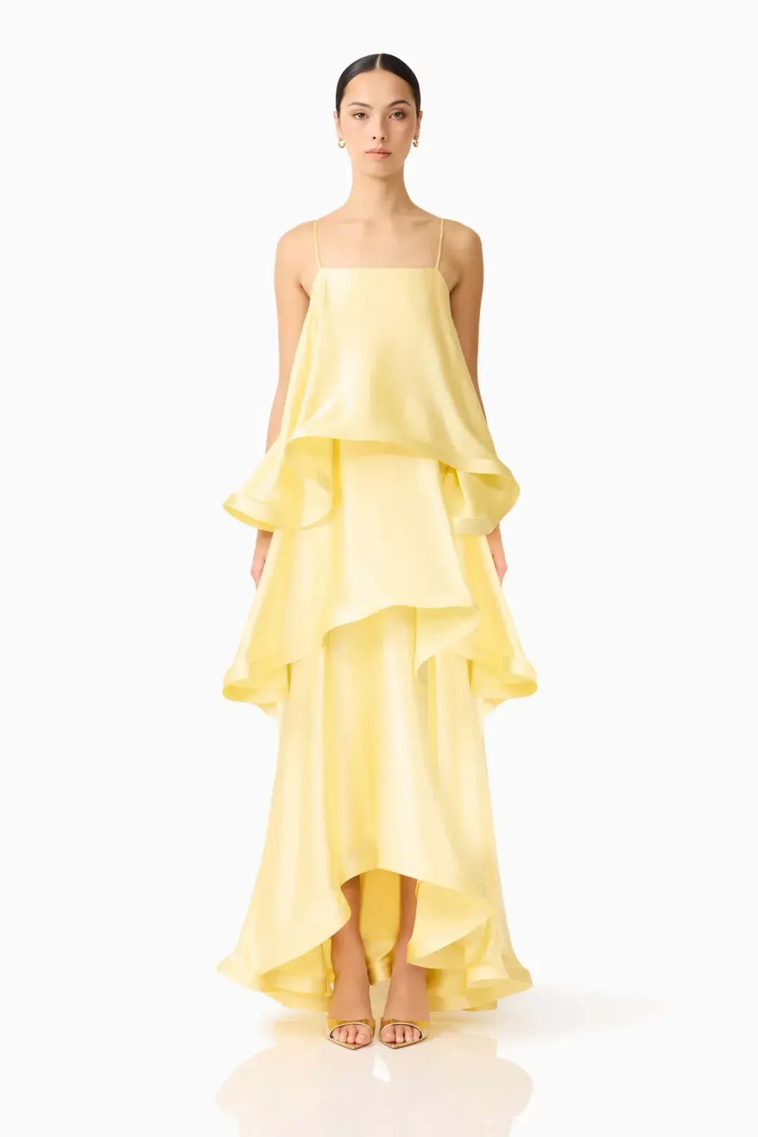 Elliatt Tilly Tiered Maxi Dress Butter Yellow Size L/AU 12 for rent on The Volte - main image