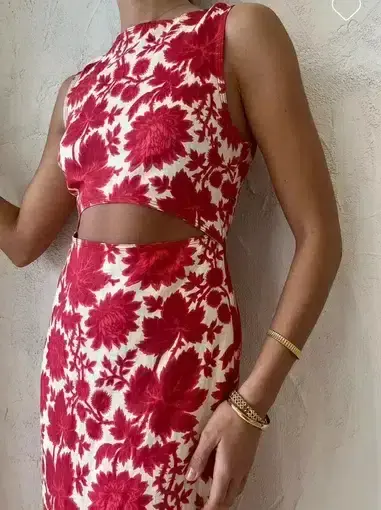 Sir the Label Cinta Cut Out Midi Dress In Valentina Size 1/8 for rent on The Volte - main image