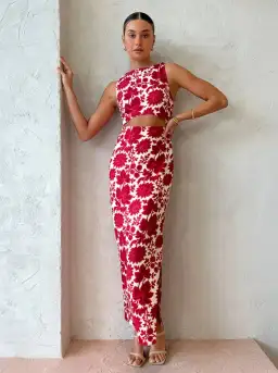 Sir the Label Cinta Cut Out Midi Dress In Valentina Size 1/8 for rent on The Volte - image 1