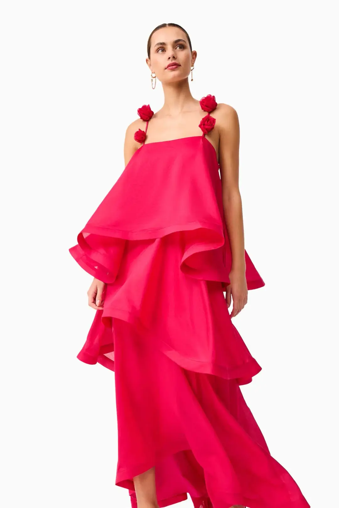 Elliatt Thalia Tiered Gown in Pink Size L / AU 12 for rent on The Volte - main image