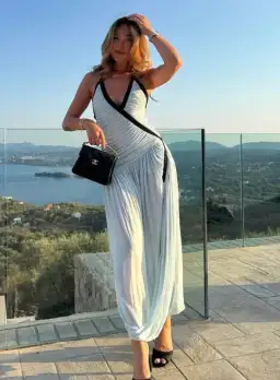 Christopher Esber Suspended Ruched Jersey Maxi Dress Blue Size Au6 for rent on The Volte - image 2