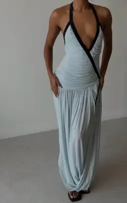 Christopher Esber Suspended Ruched Jersey Maxi Dress Blue Size Au6 for rent on The Volte - image 1