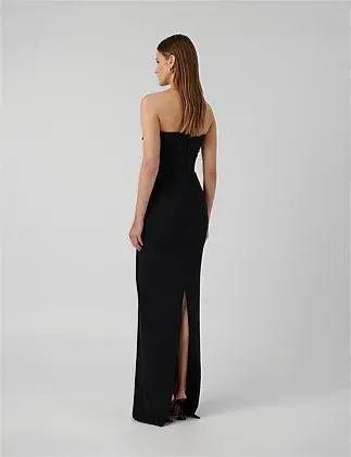 Effie Kats Monroe Strapless Crepe Floor Length Gown Black Size 6 for rent on The Volte - main image