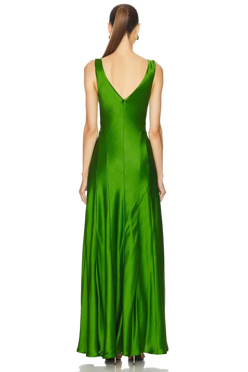 ANNA QUAN Keira Draped Maxi Dress Gown in Green Fern 10 for rent on The Volte - main image