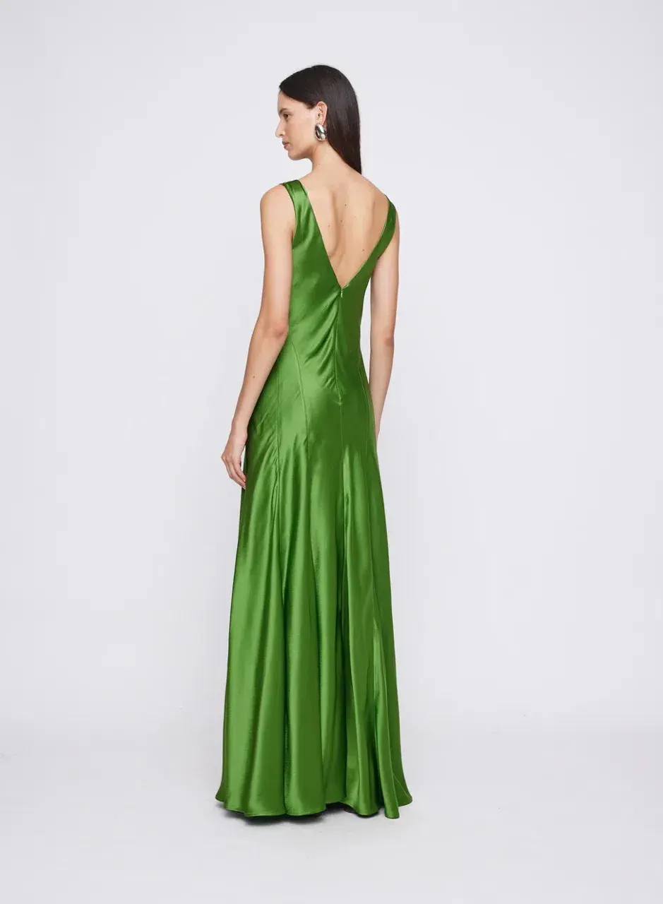 ANNA QUAN Keira Draped Maxi Dress Gown in Green Fern 10 for rent on The Volte - main image