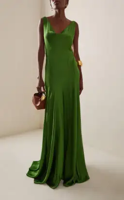 ANNA QUAN Keira Draped Maxi Dress Gown in Green Fern 10 for rent on The Volte - image 1