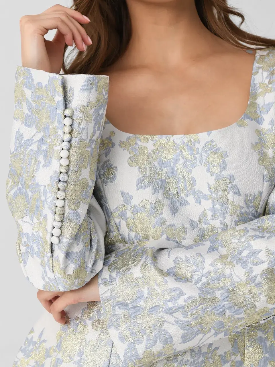 ANNA QUAN Margot Dress in Water Lillies Blue Size 8 AU for rent on The Volte - main image