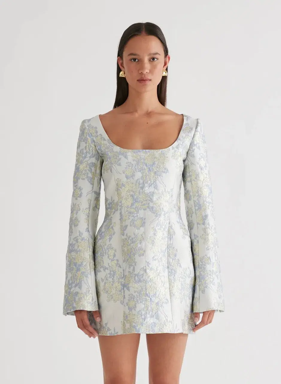 ANNA QUAN Margot Dress in Water Lillies Blue Size 8 AU for rent on The Volte - main image