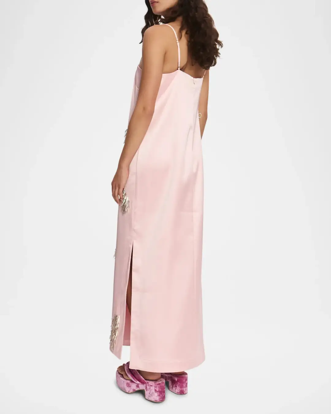 ALEMAIS Cindy Embellished Slip Dress Pink 8 for rent on The Volte - main image