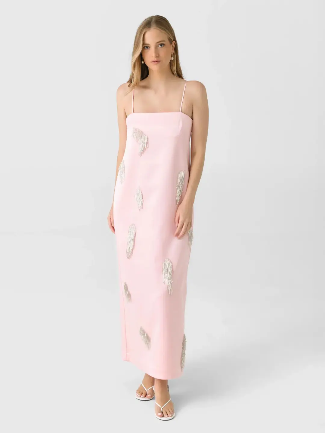 ALEMAIS Cindy Embellished Slip Dress Pink 8 for rent on The Volte - main image