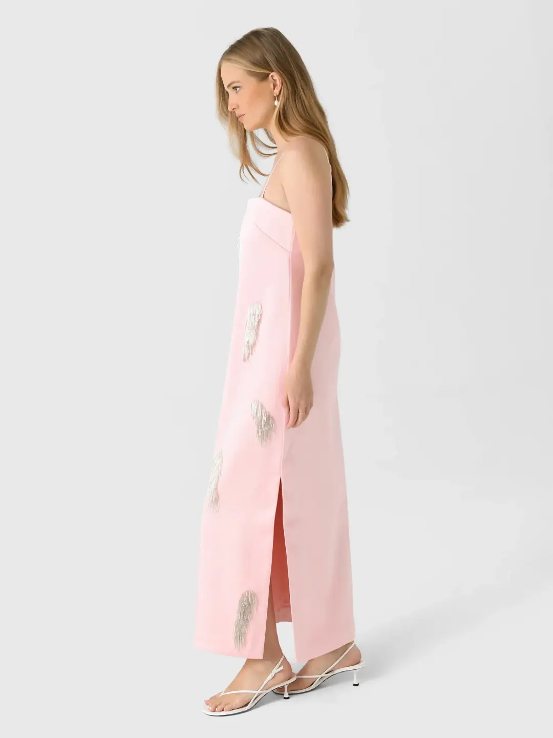 ALEMAIS Cindy Embellished Slip Dress Pink 8 for rent on The Volte - main image