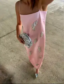 ALEMAIS Cindy Embellished Slip Dress Pink 8 for rent on The Volte - image 7