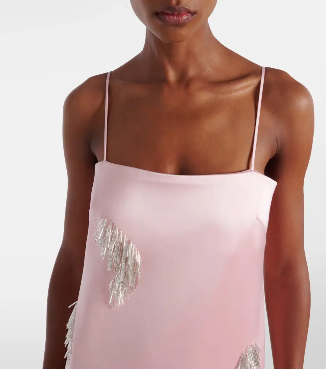 ALEMAIS Cindy Embellished Slip Dress Pink 8 for rent on The Volte - main image