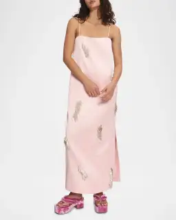 ALEMAIS Cindy Embellished Slip Dress Pink 8 for rent on The Volte - image 12