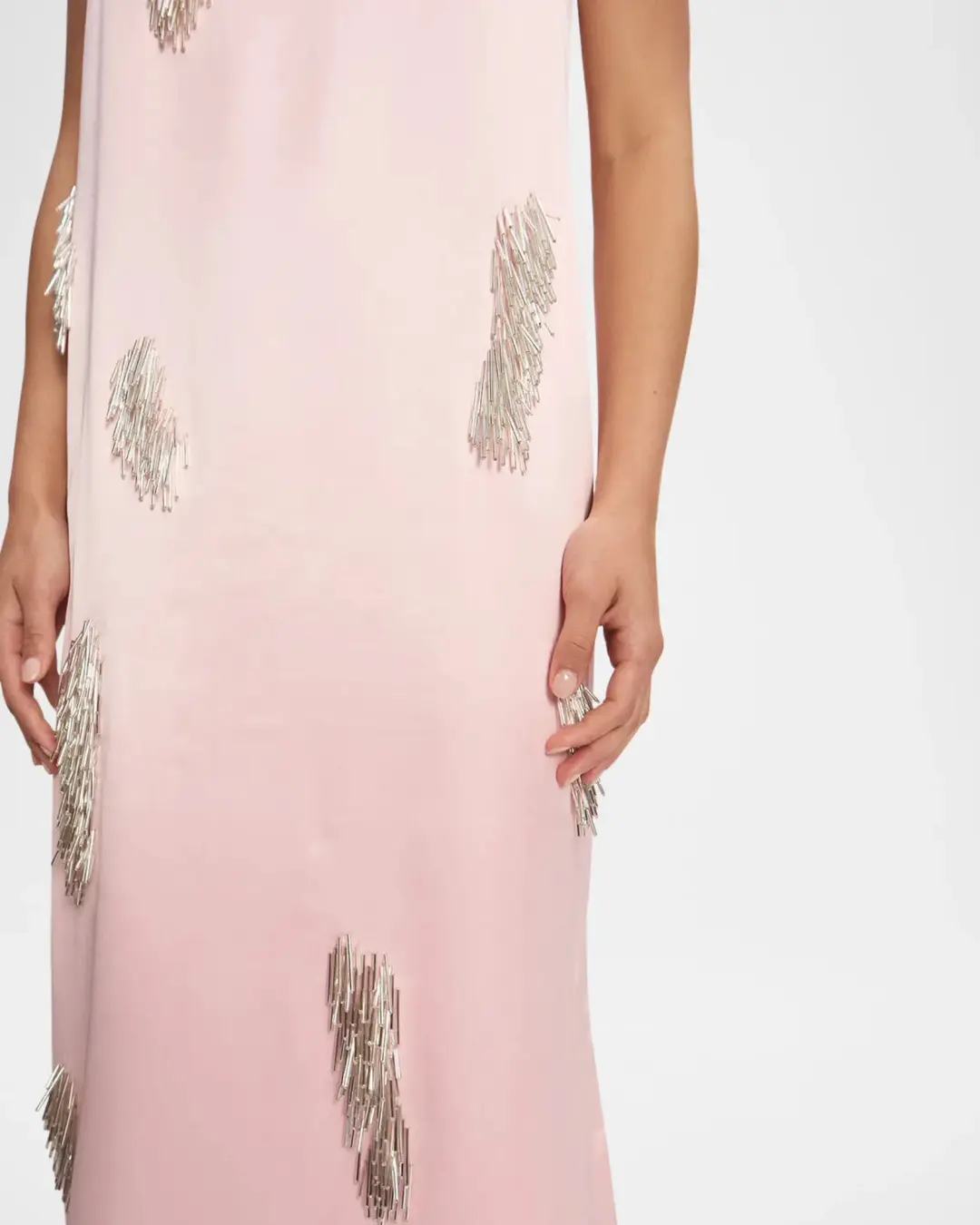ALEMAIS Cindy Embellished Slip Dress Pink 8 for rent on The Volte - main image