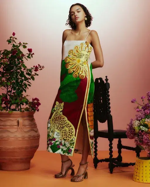 ALEMAIS Tiger Slip Midi Dress 10 for rent on The Volte - main image