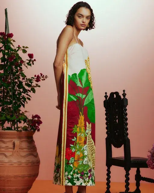 ALEMAIS Tiger Slip Midi Dress 10 for rent on The Volte - main image