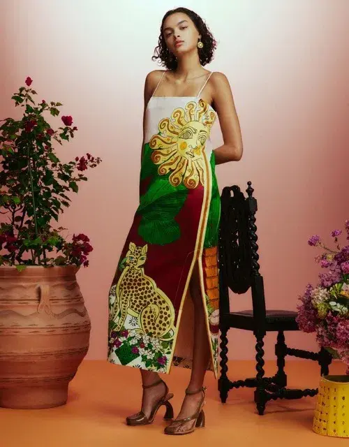 ALEMAIS Tiger Slip Midi Dress 10 for rent on The Volte - main image