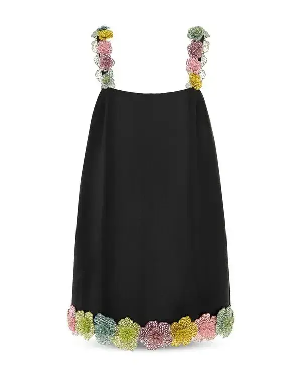 ALEMAIS Lolita Floral Beaded Mini Dress Black 10 AU for rent on The Volte - main image