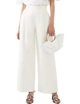 Aje Tate Linen Bland Wide Leg Pant white size 10 for rent on The Volte - image 1